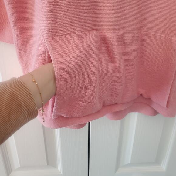 Pure Jill Powder Pink Cotton Wool Blend Ribbed Knit Boxy Casual Long Line Top - Picture 6 of 11